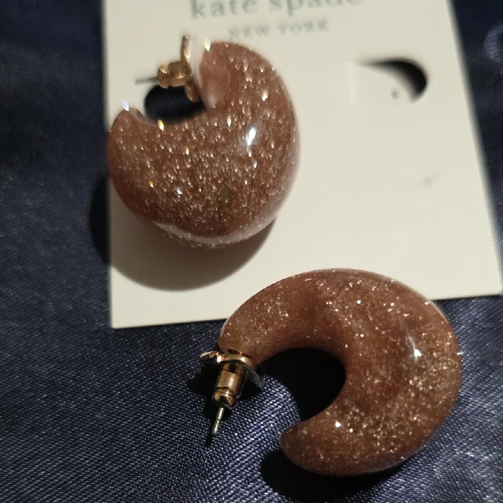 Kate Spade Sparkling‎ Brown Hoop Earrings